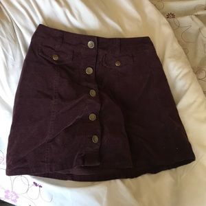 Forever 21 Burgundy Button Courodory Skirt